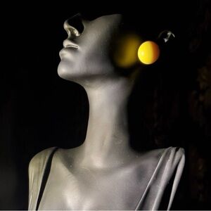 Bold Yellow Ball-Shaped Stud Silver Earrings